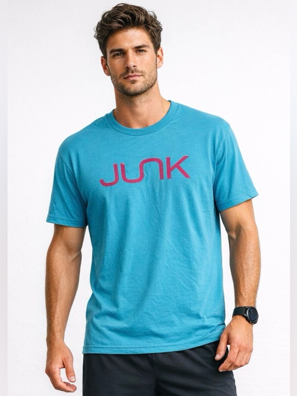 🩵👉💜JUNK Brand Men’s XL Graphic T-Shirt Blue Pink Logo Casual Streetwear Tee